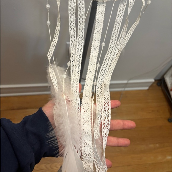 White Dreamcatcher with Faux Feathers - Picture 9 of 10